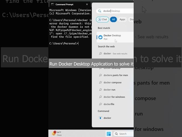 How to Solve Docker Error docker daemon is not running #shorts #tips #docker #windows #windows11