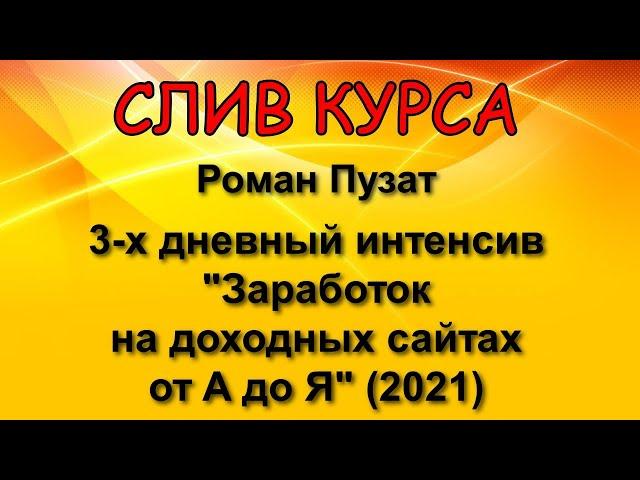 Слитый курс. Роман Пузат - 3-х дневный интенсив "Заработок на доходных сайтах от А до Я" (2021)