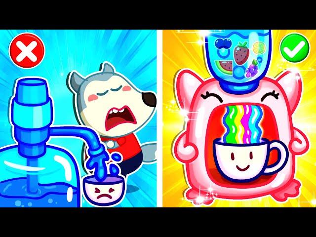 Let's Makes Magic Rainbow Juice  Wolfoo and Best Parenting Life Hacks Wolfoo Kids Cartoon