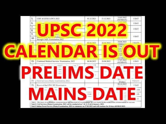 UPSC 2022 EXAM CALENDAR RELEASED | UPSC 2022 PRELIMS DATE | UPSC 2022 MAINS | UPSC 2022 TEST SERIES