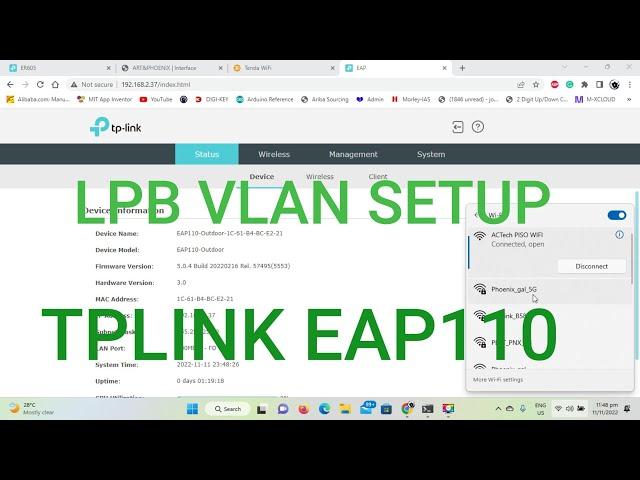 TPLINK EAP110 LPB VLAN SETUP WITH