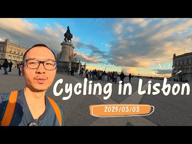 Cycling in Lisbon, Praça do Comércio - Sunset - Carnival Season - 2025 - 4K 60FPS