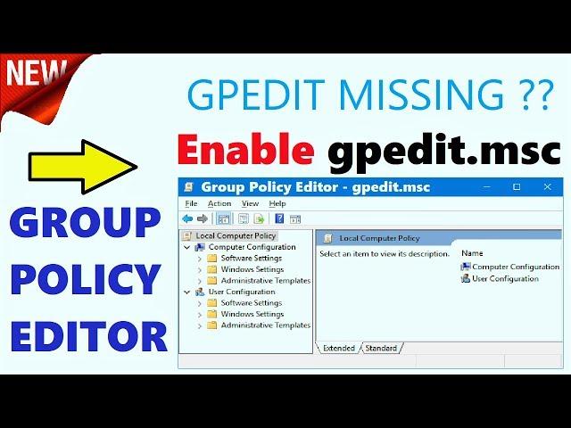 gpedit.msc Windows 10 Missing / Not Found in Windows 8 / 7 | How to Enable Group Policy Editor