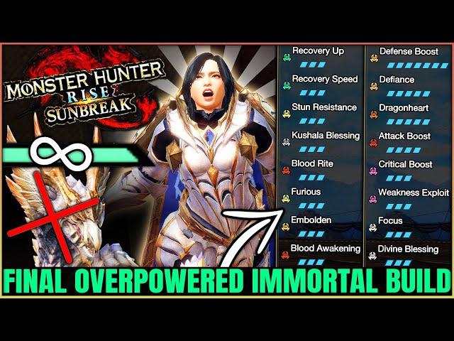 New ULTIMATE Immortal Build - NEVER Cart & HUGE Damage - All Weapons - Monster Hunter Rise Sunbreak!