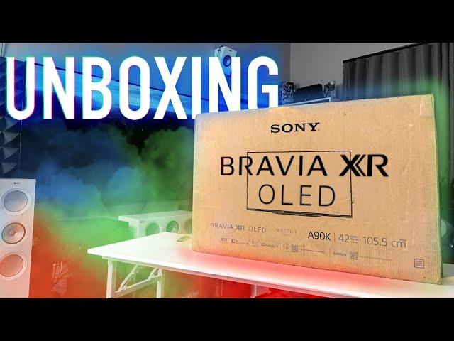 Bravia XR Sony OLED A90K 42" Unboxing, Stand Install & Setup