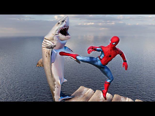 Spiderman vs Shark - ragdoll simulation