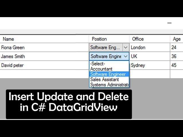 Insert Update and Delete in C# DataGridView