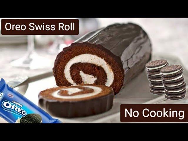 No Bake Oreo Chocolate Sushi| Only 2 ingredients Swiss Roll Fireless recipe without Egg,Butter,Cream