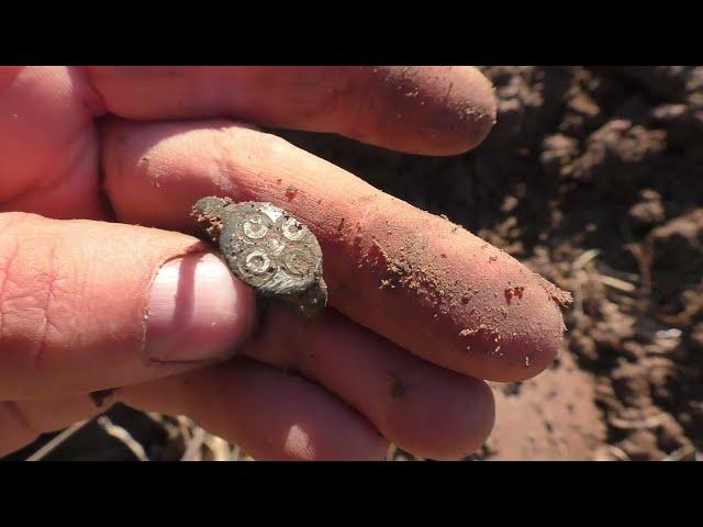 Medieval settlement. Searching with a metal detector.