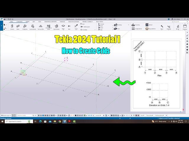 Tekla 2024 Tutorial 1 | How to Create Grids in Tekla Structures 2024