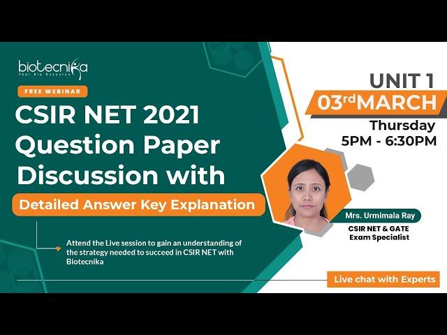 CSIR NET 2021 Question Paper Discussion With Detailed Answer Key Explanation