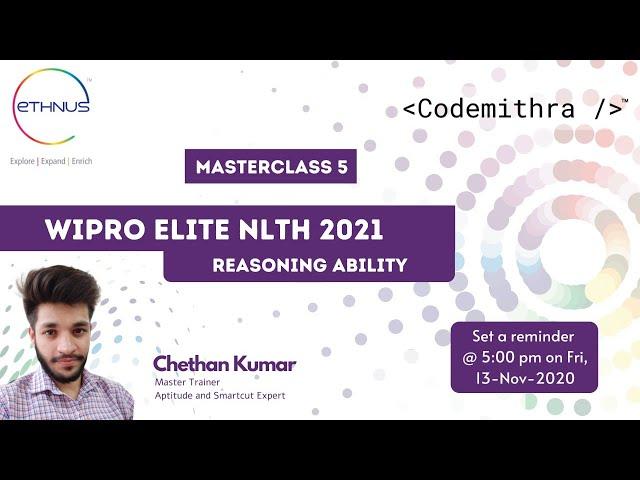 WIPRO Elite NLTH 2021 | MasterClass 05 | Reasoning Ability for Wipro Elite NLTH