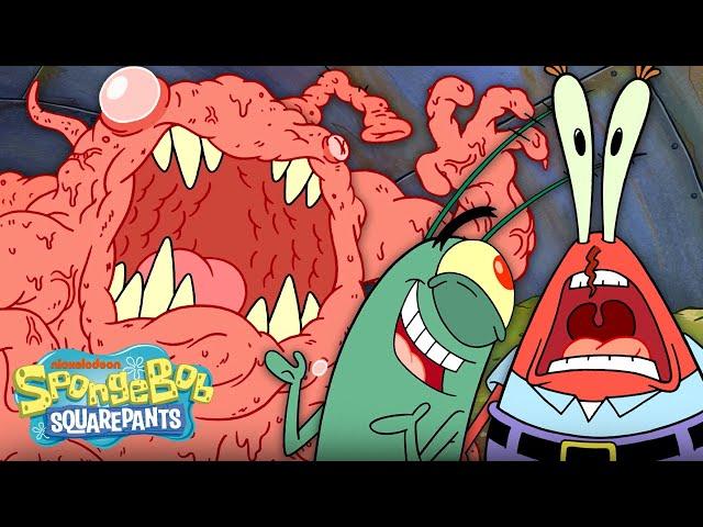 Plankton Attacks the Krusty Krab with a Chum Monster!  | SpongeBob