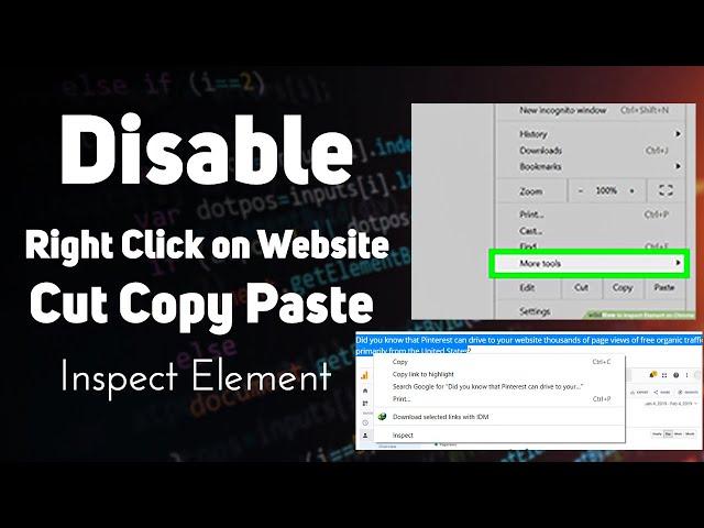 How To Disable Right Click on Website JavaScript | Disable Cut Copy Paste | Disable inspect element