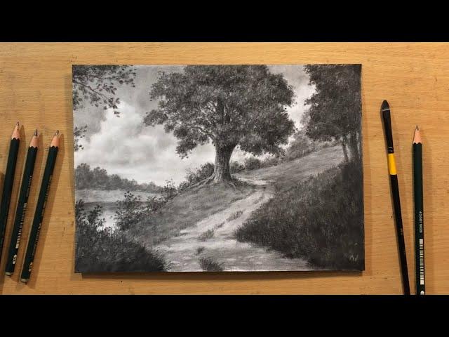 Landscape in Graphite - Path By the River