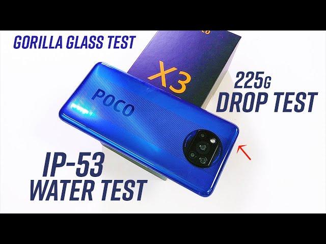 Poco X3 Durability Test - A 225gms Scare! Drop Test|IP53 Waterproof Test|Scratch Test