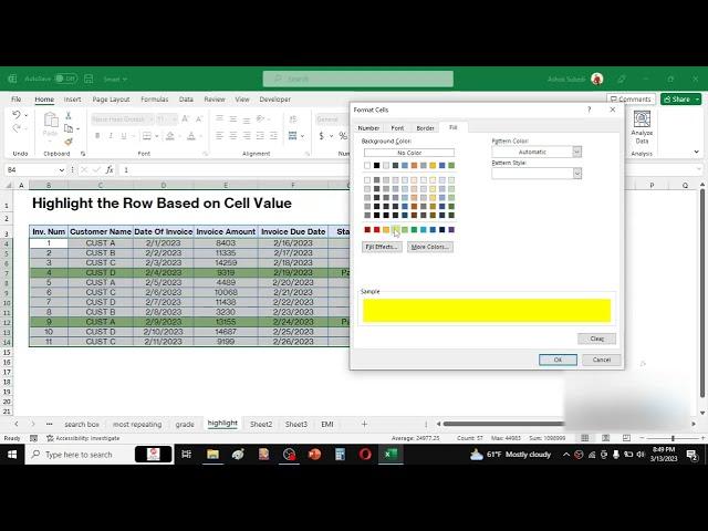 How to Auto Highlight Row Based on Cell Value in Excel