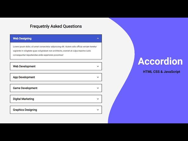 How to Create an Accordion Using HTML CSS and JavaScript