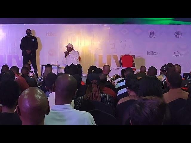 Teacher Mpamire as President Museveni in Kigali Seka Live Comedy Show