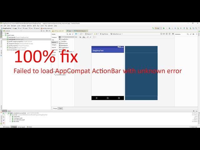 Android Tutorial - Failed to load AppCompat ActionBar with unknown error