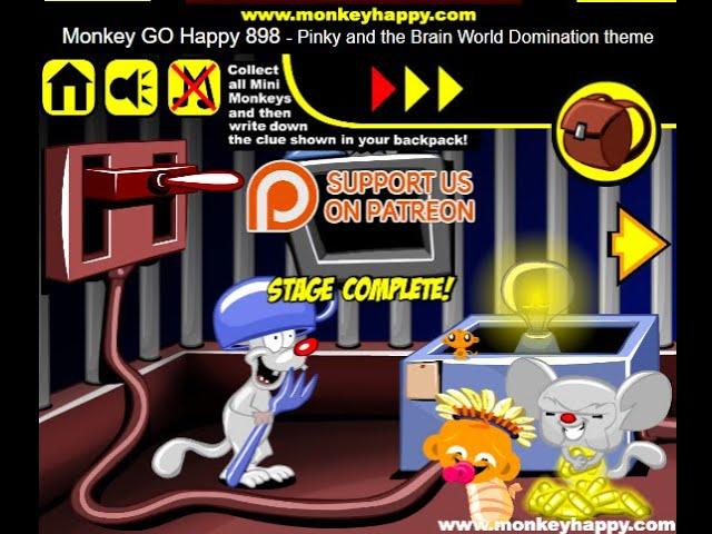 Walkthrough. Monkey Go Happy. Stage 898. Pinky and the Brain World Domination. Online Games.