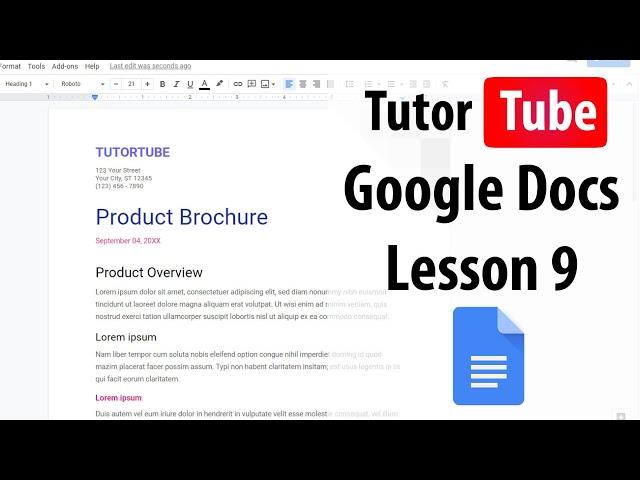 Google Docs Tutorial - Lesson 9 - Numbered Lists and Bulleted Lists