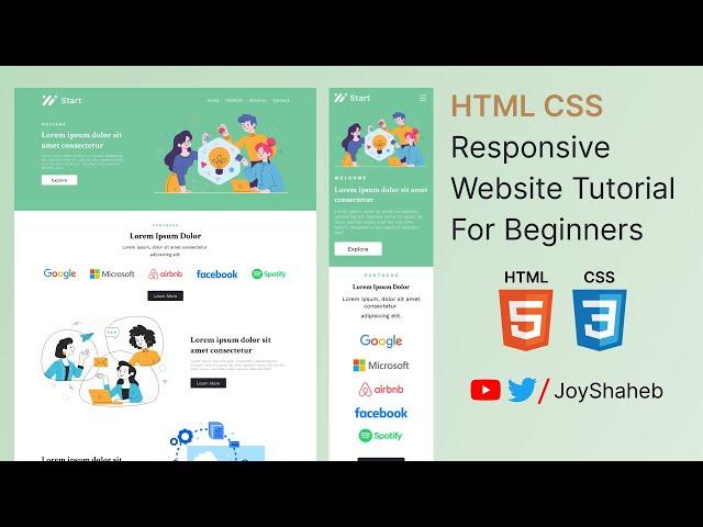 HTML CSS Responsive Website Tutorial for beginners