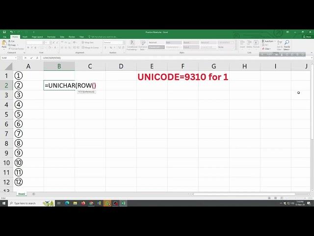 UNICOED #UNICHAR FUNCTION IN EXCEL #excel #excelformula #excellence #itforbigenner #formula