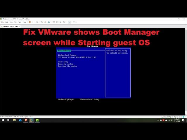 Fix VMware shows Boot Manager screen while Starting guest OS