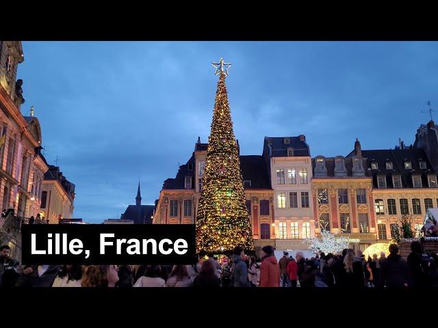 Lille (France) City Centre & Christmas Market walking tour – 26 November 2023 [4K]