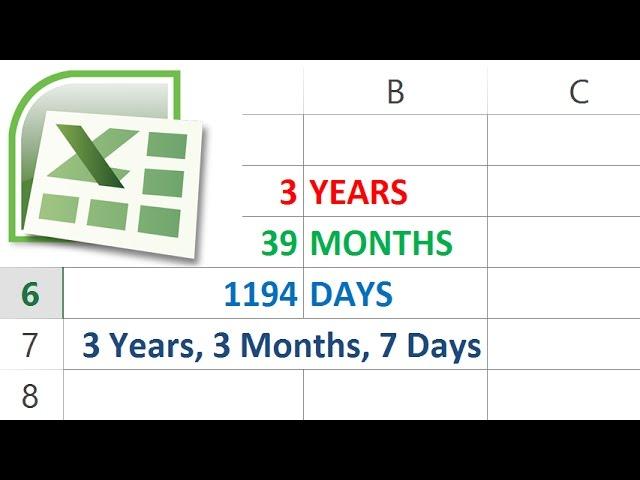 How to Calculate Days Months and Years between Two Dates in Excel