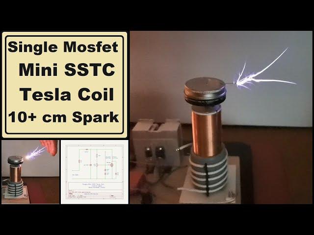 Single Mosfet Mini SSTC Tesla coil  with 10 + cm Spark