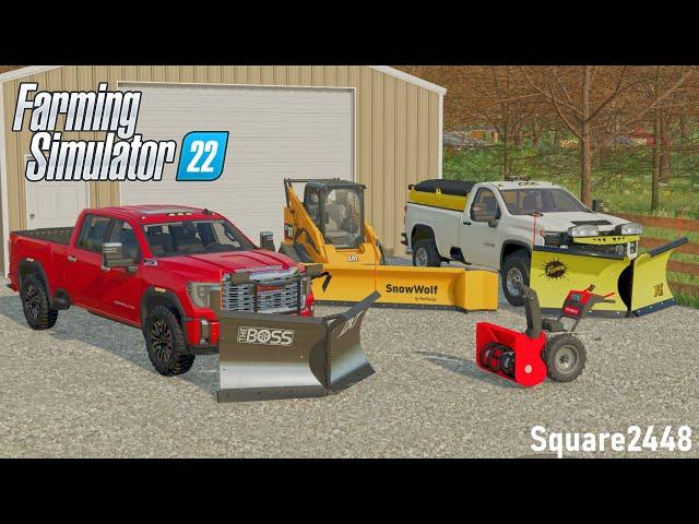 Prepping For Winter! Putting Plows & Salters On Trucks! | FS22 Landscaping