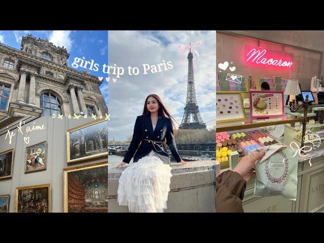 PARIS vlog  2 days girls trip: visiting eiffel tower, the louvre, cafes and pastries ₊˚⊹