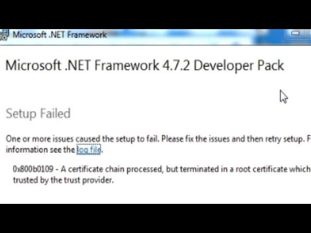 NET Framework 4.7.2 Setup failed how to fix it