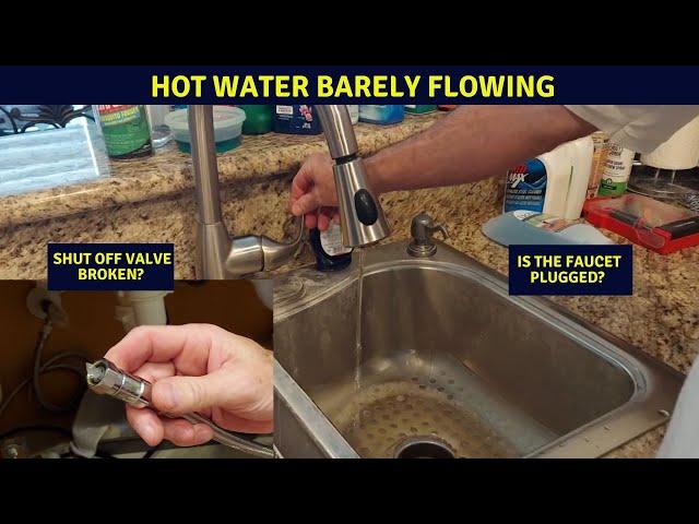 Troubleshooting faucet hot water low pressure, low flow problem.