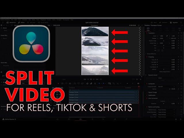 Simple Split Video Tutorial in Davinci Resolve 18 for TikTok, Reels and Shorts