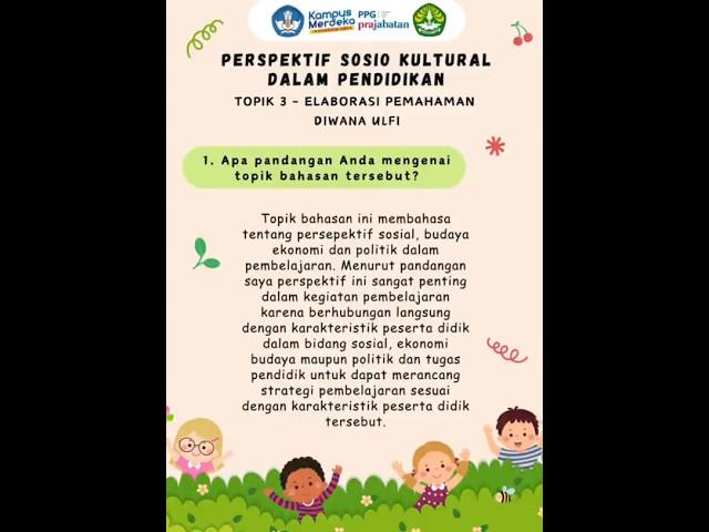 TOPIK 3 ELABORASI PEMAHAMAN PERSPEKTIF SOSIOKULTURAL #ppg #prajabatan