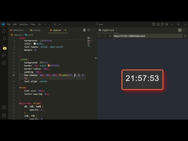 How To Design Digital Clock Using HTML CSS & JavaScript | Display Time Using JavaScript