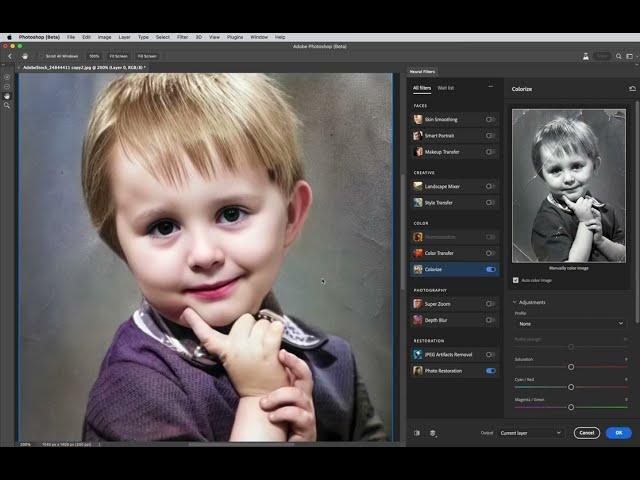 Photoshop 2023 (Ver.24.1) - PHOTO RESTORATION NEURAL FILTER (BETA)