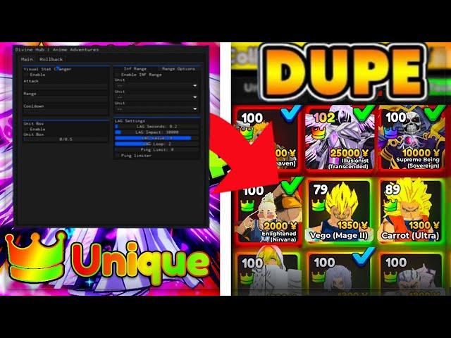 [RERELEASE] Anime Adventures Script GUI / HACK & SCRIPT | DUPE SCRIPT & DUPE REROLLS ROLLBACK MACRO