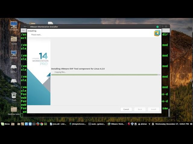 how to install vmware workstation 14 on Ubuntu and Linux mint.