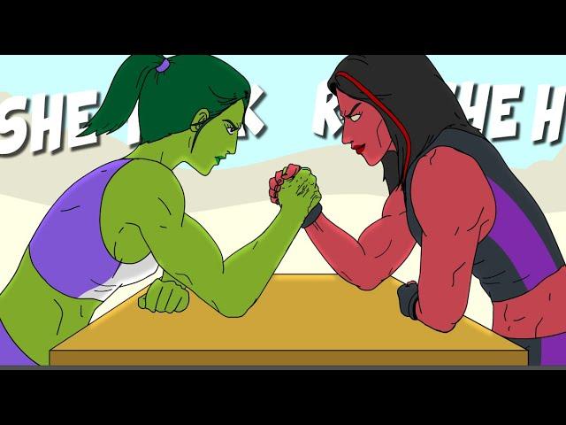 She Hulk VS Red She Hulk Animation - Arm Wrestling | She Hulk Transformation