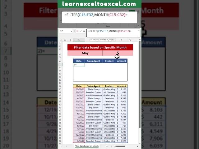 Excel Pro Tricks: Dynamically Filter Data based on Month with FILTER function in Excel Formula