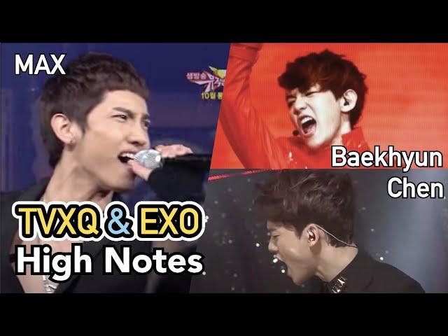 Same high notes sing by TVXQ Max, and EXO Baekhyun, Chen(CUT)