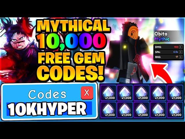 Free MYTHICAL 10,000 GEMS Codes In Roblox Anime Vanguards