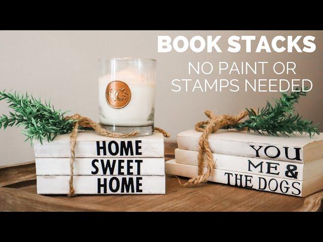 DIY BOOK STACKS NO PAINT OR STAMPS NEEDED!