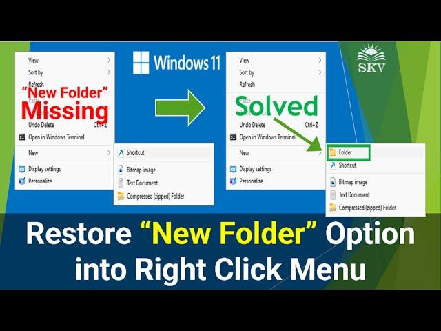 How to Restore Missing New Folder Option in Right Click Menu on Windows 11/Restore New Folder Option