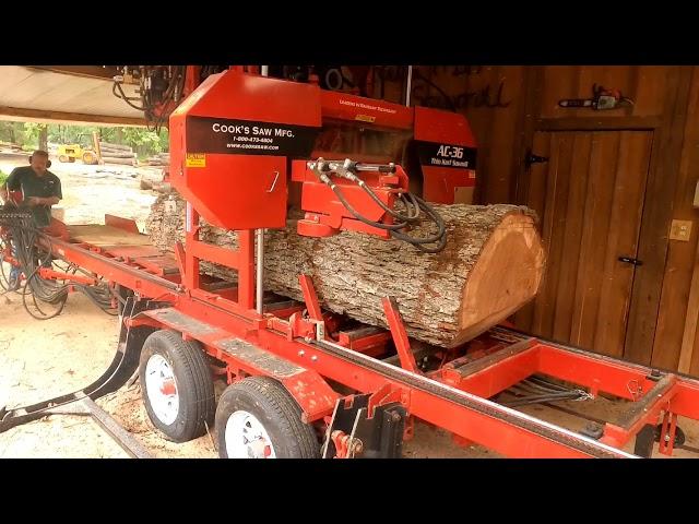 Slabbing a Mystery Log on Cooks AC36 Sawmill. Mystery Log # 1See if you can identify it.