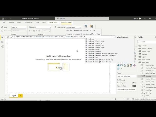 Data forecasting using DAX functions